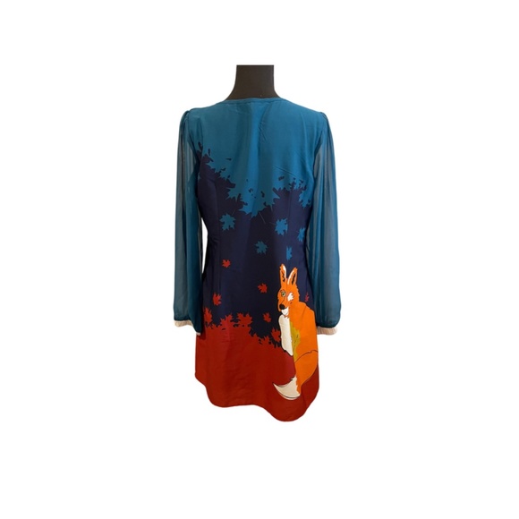 Yumi Faux Collar Fall Fox Dress - Picture 3 of 4